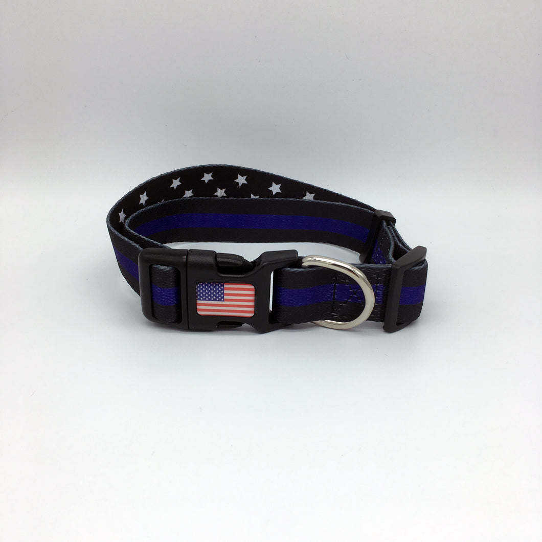 Classic Thin Blue Line Police Officer Sheriff CBP First Responder and Military Themed Dog Cat Pet Collars