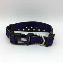 Load image into Gallery viewer, Classic Thin Blue Line Police Officer Sheriff CBP First Responder and Military Themed Dog Cat Pet Collars
