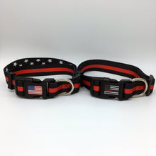 Load image into Gallery viewer, Classic Thin Red Line Fireman EMT Paramedic First Responder and Military Themed Dog Cat Pet Collars
