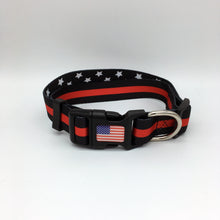 Load image into Gallery viewer, Classic Thin Red Line Fireman EMT Paramedic First Responder and Military Themed Dog Cat Pet Collars
