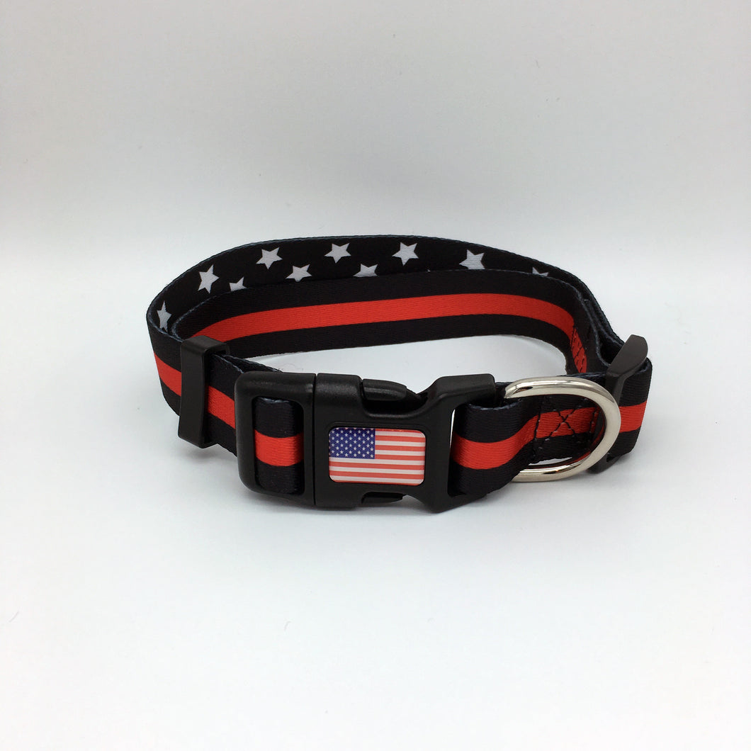 Classic Thin Red Line Fireman EMT Paramedic First Responder and Military Themed Dog Cat Pet Collars