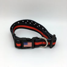 Load image into Gallery viewer, Classic Thin Red Line Fireman EMT Paramedic First Responder and Military Themed Dog Cat Pet Collars
