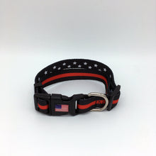 Load image into Gallery viewer, Classic Thin Red Line Fireman EMT Paramedic First Responder and Military Themed Dog Cat Pet Collars
