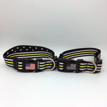 Load image into Gallery viewer, Thin Gold Line First Responder and Military Themed Dog Cat Pet Collars
