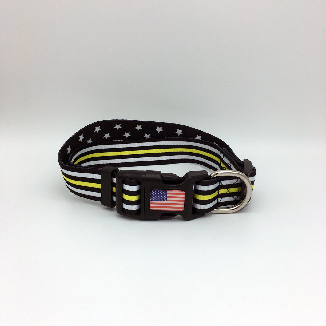 Thin Gold Line First Responder and Military Themed Dog Cat Pet Collars