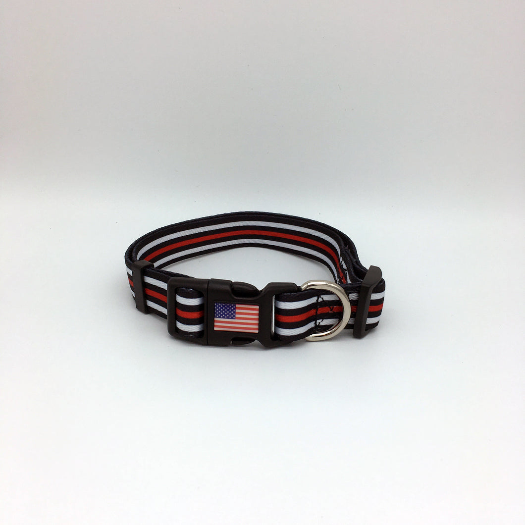 Thin Red Line Fireman EMT Paramedic First Responder and Military Themed Dog Cat Pet Collars